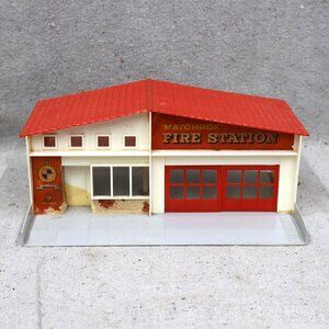 1960s Matchbox Fire Station Building by Lesney Red Roof